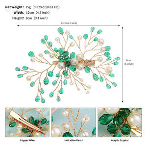 خوذة للرقص في حفلات الزفاف مصنوعة يدويًا مشبك لؤلؤ كريستال ملون - Product Image 5