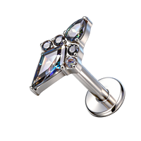 TT - Bijou de corps en titane ASTM F136 16G, clou d'oreille en forme de losange Afterglow avec zircon cubique, pour piercing cartilage, hélix, tragus, conque