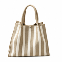 Sac fourre-tout en polyester tricoté, grande capacité avec fermeture à bouton-pression, pour courses, marché, plage, mode estivale, vente au détail