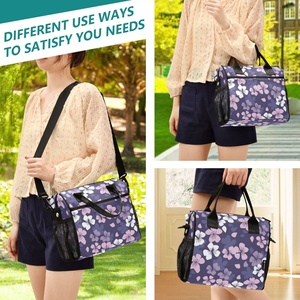 Hawaiian Flower Design Custom Logo Reusable Insulated Disposable Cooler Bag Thermal Zipper Picnic Cool Lunch Bag for Lady - Product Image 5