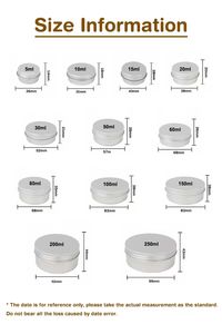 Bocaux cosmétiques ronds en aluminium pour baume et rangement artisanal - Différentes tailles (10g-200ml) - Product Image 5