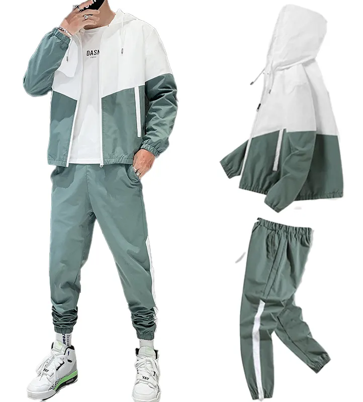 Custom Tracksuit For Men 2021 Hip Hop Casual Streetwear Fitness Korean Style Men 2 Piece Set