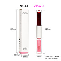 Huile à lèvres double embout OEM personnalisée, effet peel-off, 4 couleurs, hydratante, longue tenue, waterproof, non-transférable, maquillage des lèvres, vente en gros