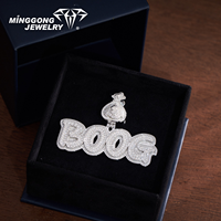 Pendentif personnalisé Hip Hop avec nom et lettre, en argent sterling 925, moissanite VVS, style Iced Out, motif sac d'argent avec boucle, cadeau de mode pour rappeur