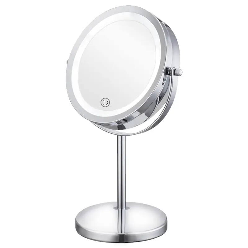 Hot Sale Custom Magnifying Touch Screen Lighted Battery Round Double Side Makeup Led Mirror Light