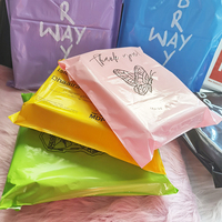 Logo kustom tas surat kilat Polymailer persik merah muda pengiriman tas poli Mailer untuk pakaian