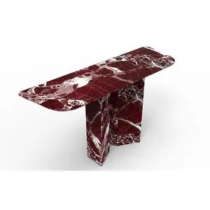 Rosa levanto marble table dark purple red living room furniture stone desk nordic luxury modern marble console table