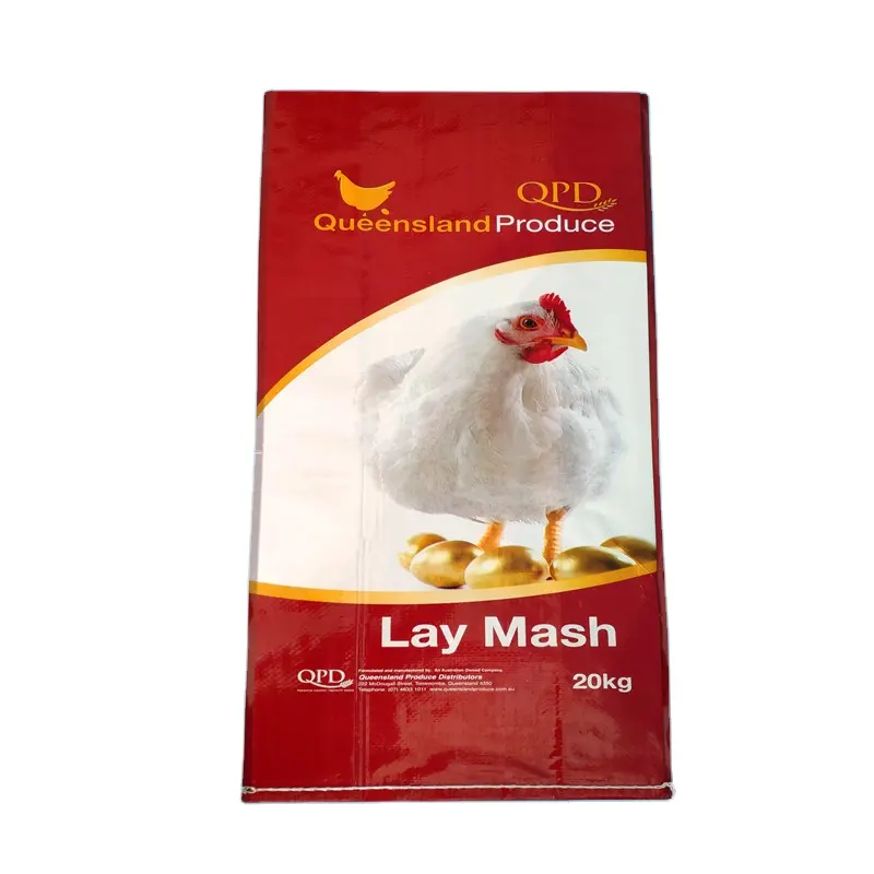 Saco de plástico para ração de aves de frango bopp laminado pp personalizado de alta qualidade 20kg 25kg 50kg