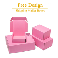 Boîte d'expédition en carton ondulé de haute qualité en gros, personnalisable avec logo, boîte postale rose pour cosmétiques