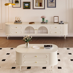Meuble TV en bois de style américain minimaliste, console multimédia de luxe moderne, mobilier d'intérieur en gros - Product Image 1