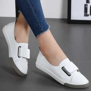Spring Autumn Women Loafers Flats Lady Slip on White shoes Genuine Leather Casual Female Shoes - Product Image 1
