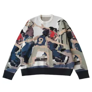 Custom Men Strick Streetwear Sweater Übergroße Pullover Street Jacquard Strick pullover für Männer