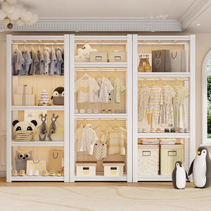 ราวแขวนเสื้อผ้าเด็กอ่อน ยี่ห้อ Iyanen ตู้เก็บของโลหะแบบเปิด ดีไซน์เรียบง่ายทันสมัย ขนาดใหญ่ ทรงตรง หลายขนาด - Product Image 4