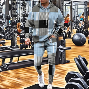 Conjunto de Sudadera con Capucha y Pantalones Deportivos Extra Grandes, Estampados, de Invierno, de Dos Piezas, Cuello con Capucha, 100% Poliéster, Ropa Urbana para Hombre - Product Image 2