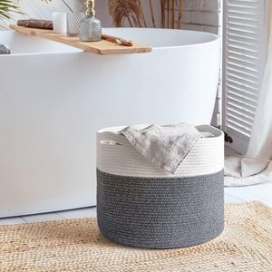 Cesta de Manta para sala de estar Cesta de cuerda de algodón extra grande para almacenamiento Cesta de lavandería tejida con asas - Product Image 3