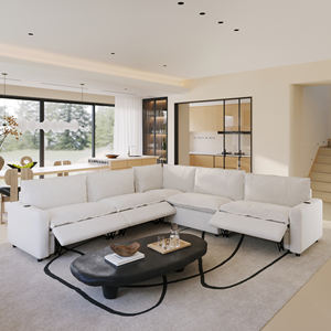 Canapé modulaire sectionnel ATUNUS, style nordique moderne, inclinable, avec recharge sans fil, disponible en blanc et beige, pour salon - Product Image 4