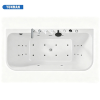 Baignoire de massage à remous autoportante en acrylique, moderne et luxueuse, portable, avec 12 jets, rectangulaire, profonde, pour appartement, hôtel, villa
