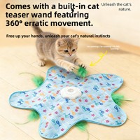 Couverture de jeu interactive pour chat en ABS, motif poisson et étoile à cinq branches, avec plateau tournant automatique et fonction de dissimulation pour le divertissement du chat