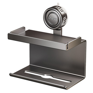 Bathroom Suction Cup Tissue Box Holder Dark Gray Wall Mount No Drilling Required Minimalist Design Rectangle Shape ABS Material - Product Image 5