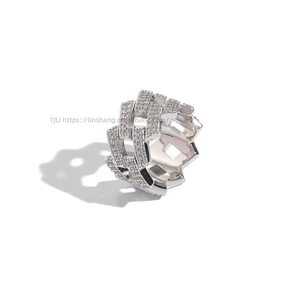 Anillo Hip-hop Europeo y Americano de 14 mm, Anillo Rómbico para Hombre con Circonitas Ligeramente Incrustadas, Anillo Hipster - Product Image 5