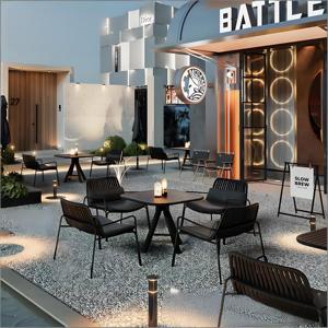 Ensemble de meubles de patio en corde tressée et aluminium pour l'extérieur, table et chaises en WPC pour café, bar, hôtel, grill et <span class=keywords><strong>terrasse</strong></span> - Product Image 2