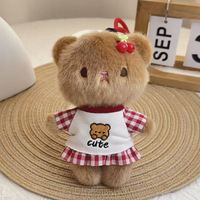Mini porte-clés ours en peluche avec capuche, breloque pour sac à dos, 15 cm, taille mini, super doux, peluche courte, personnalisable