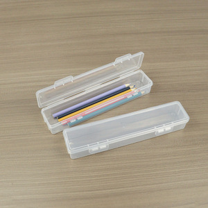 Rectangular Transparent Plastic Storage <b>Box</b> 25.7x5.3x3.5cm Covered For Tools And <b>Makeup</b> Brushes - Product Image 3