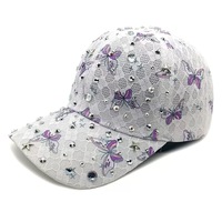Casquettes de baseball en dentelle avec logo personnalisé en strass, scintillantes et ornées de cristaux, pour femmes, mode et sport – Fabricant en gros