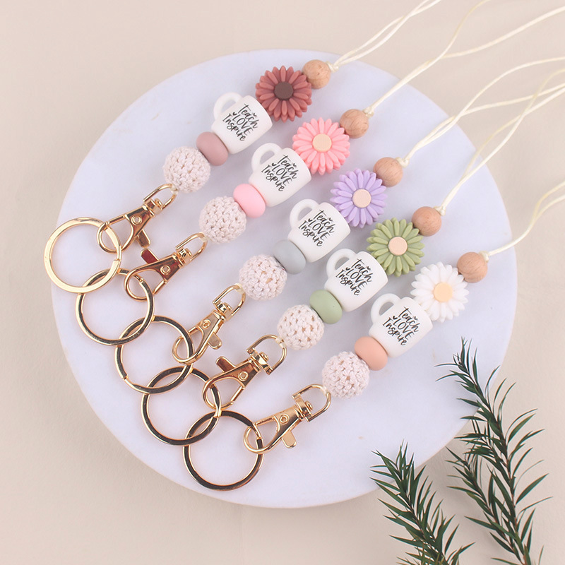Large Daisy Flower Personalized Name Teacher Lanyard Office ID Lanyard Key Lanyard Gift for Teacher Image 5