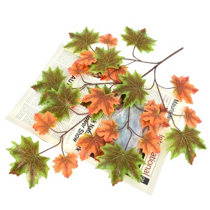 Phong Cách Mới Màu Sắc Nhà Máy Giả Mới Hoa Giả Chi Nhánh Nhân Tạo <span class=keywords><strong>Maple</strong></span> Tree Lá Cho Kỳ Nghỉ Trang Trí - Product Image 1