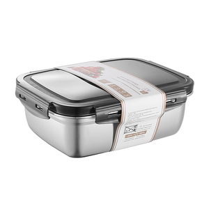Fiambrera portátil de acero inoxidable de 3,8 l con tapa hermética de PP contenedor de alimentos calentable de gran capacidad para almacenamiento fresco - Product Image 2