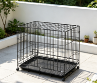 Cage pour chien en fer robuste et pratique, porte simple, verrouillage sécurisé, plateau en plastique amovible, pliable, montage simple, pour petits animaux domestiques