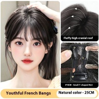 3D frange française postiche pour femmes Air naturel front frange haut supplément de cheveux volumineux frange postiche
