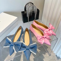 Femmes Gerine Doux et confortable pour vos pieds 100 Soie Big Bow Tie Summer Light Winter OEM Chaussures de ballet plates personnalisées