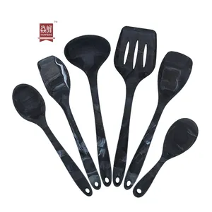 Factory silicone black cooking kitchen utensil chinese cooking utensils kitchenware set in pp bag