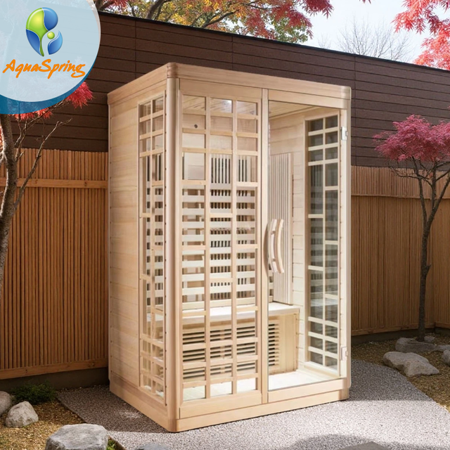 Wholesale Hemlock Solid Wood 1-2 Person Low EMF Infrared Saunas for Home APP Control Indoor Personal Sauna Room with Bluetooth