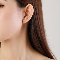 Boucles d'oreilles clous en argent S925 avec empreinte de patte et zircon, en argent sterling 925, motif cœur et patte d'animal