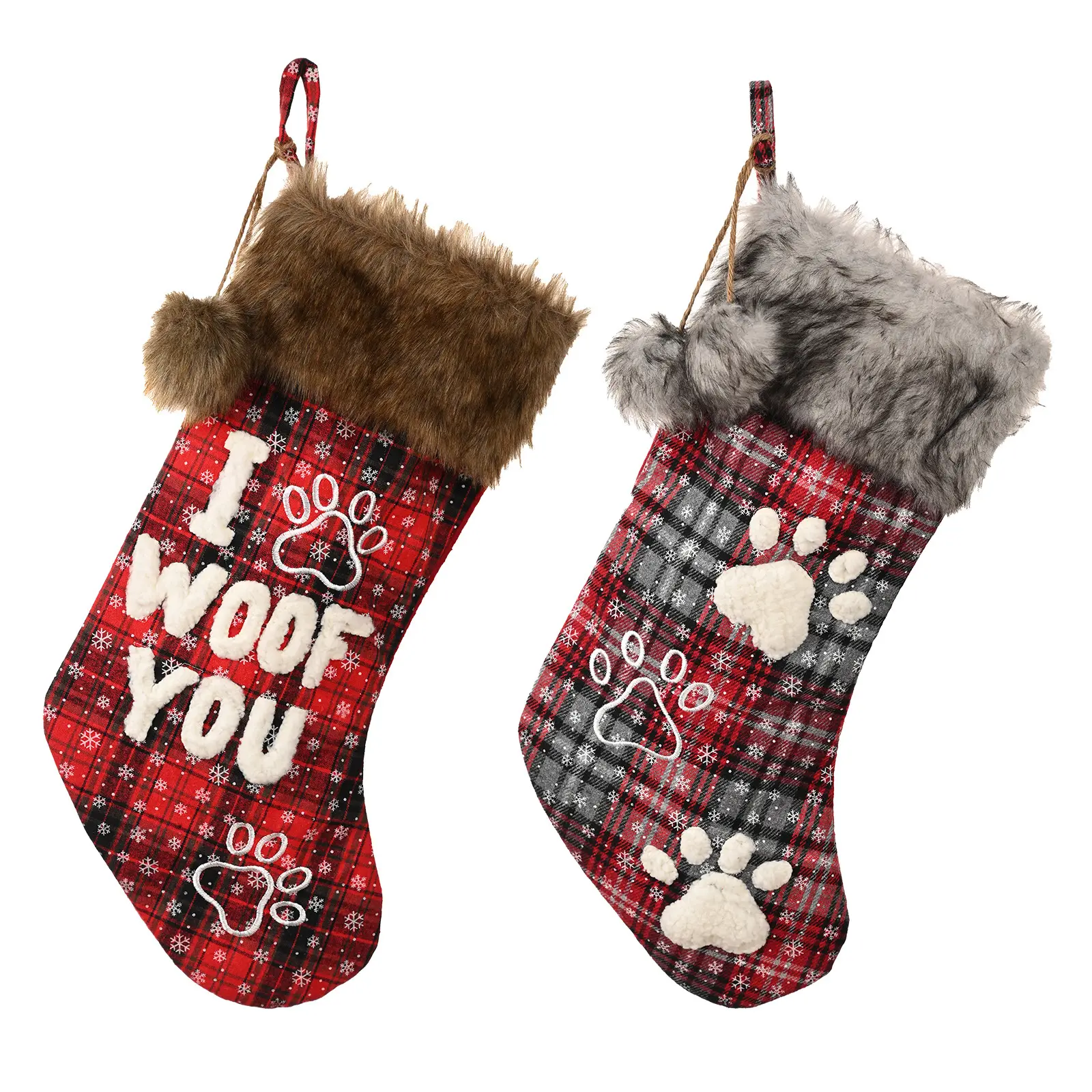 Fournitures de décoration de Noël pour animaux de compagnie ornements bas de Noël pour animaux de compagnie sacs-cadeaux de Noël chien bas de Noël pour broderie