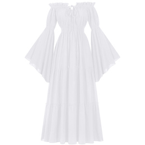 <span class=keywords><strong>Nuevo</strong></span> Vestido Gótico Steampunk Vintage para Mujer, con Hombros Descubiertos y Volantes, Estilo Medieval, Cosplay, Ropa Victoriana, Disfraz de Bruja para Halloween - Product Image 3