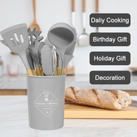Poignée en bois antiadhésive accessoires de cuisine outils de cuisine ustensiles de cuisine en Silicone ensembles d'ustensiles de cuisine avec Logo