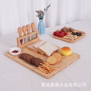 Stars Bamboo Cheese Board Cutlery Set With <b>Knife</b> Fork Multifunctional Wooden Cutting Board For <b>Bread</b> Fruit Vegetable - Product Image 3