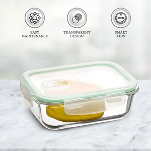 Boîte à lunch en verre ronde carrée, compatible micro-ondes, bol spécial, boîte à bento de qualité alimentaire pour le bureau, avec couvercle, pour conserver la fraîcheur - Product Image 2