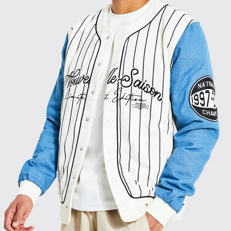 OEM Custom Wholesale Outdoor Streetwear Long Sleeve Baseball Jacket Leather Sleeves Quilted Varsity Jackets For Winter