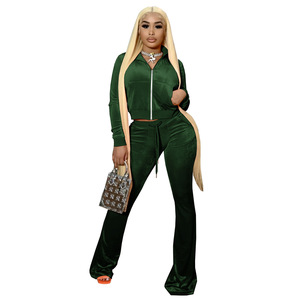 Private Label Latest Design Custom logo Blank Women Ladies Sport <strong>Velour</strong> <strong>Tracksuit</strong> - Product Image 2