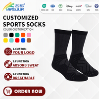 Chaussettes de sport en coton noir de haute qualité avec logo personnalisé, antidérapantes, pour le basketball, collection printemps, vente en gros