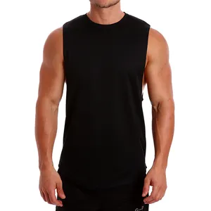 Maillot de sport pour hommes, vêtements de musculation, débardeur 92% Polyester 8% Spandex, coupe profonde, musculation