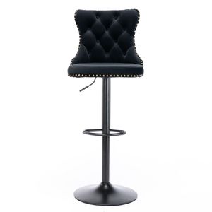 Sillas de Bar Modernas de Terciopelo DB A&A Furniture, Altura Ajustable de 25-33 Pulgadas, Base de Metal, Giratorias y Tapizadas para Cocina - Product Image 4