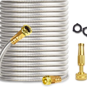 Nouveau produit en promotion : Tuyau d'arrosage de jardin flexible, extensible, en acier inoxydable, anti-corrosion et rétractable - Product Image 6