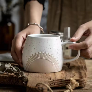 Wholesale New Creative Big Nordic Simple Embossed Crown <b>Ceramic</b> Coffee <b>Cup</b> Custom Handmade Gift Sustainable Reusable Food Safe - Product Image 1