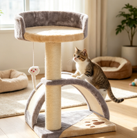 Arbre à chat avec griffoir intégré, structure compacte, résistant à l'usure, en sisal et bois écologique, 2 niveaux, 40 cm